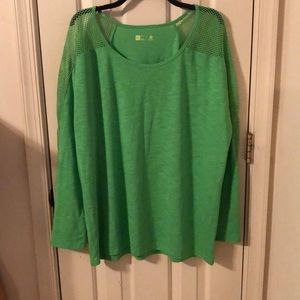 Lime green long sleeve shirt with mesh